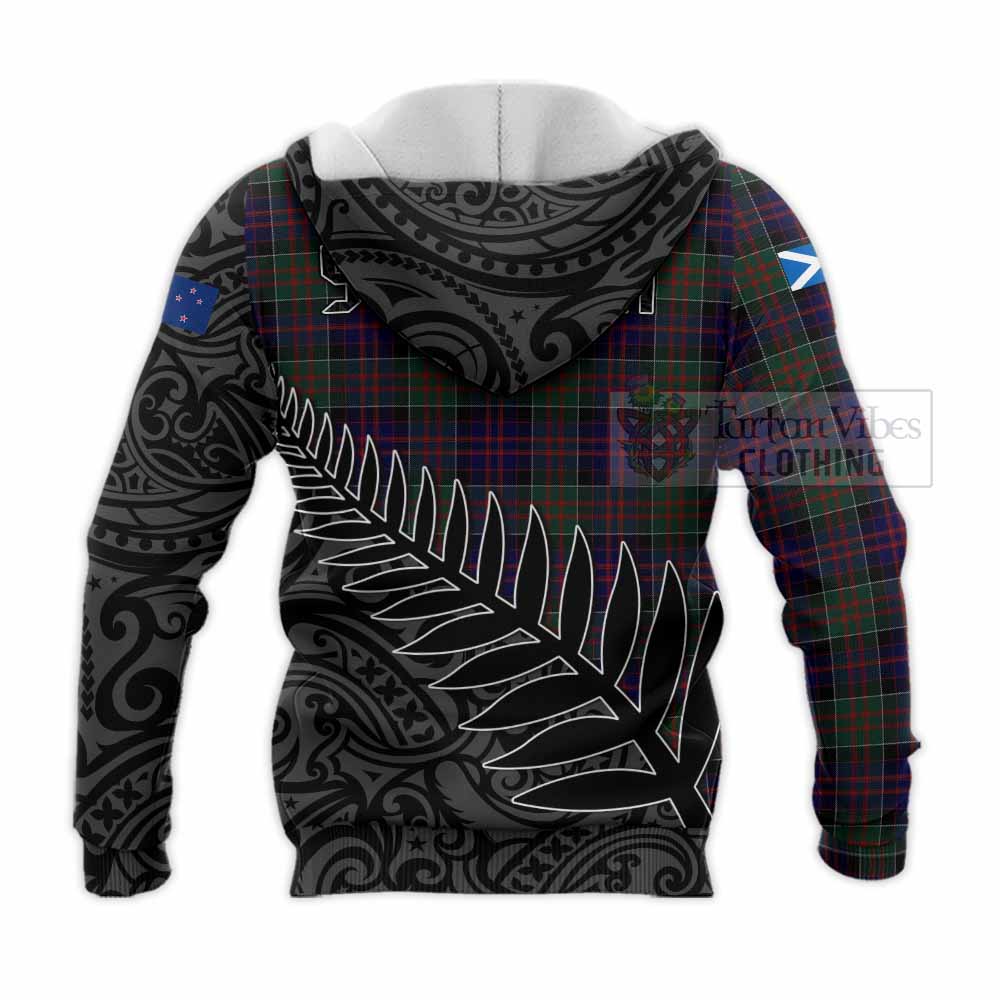 Tartan Vibes Clothing MacDonald (McDonald) of Clanranald Crest Tartan Knitted Hoodie with New Zealand Silver Fern Half Style