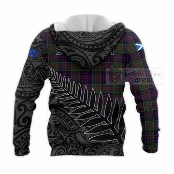 MacDonald (McDonald) of Clanranald Crest Tartan Knitted Hoodie with New Zealand Silver Fern Half Style