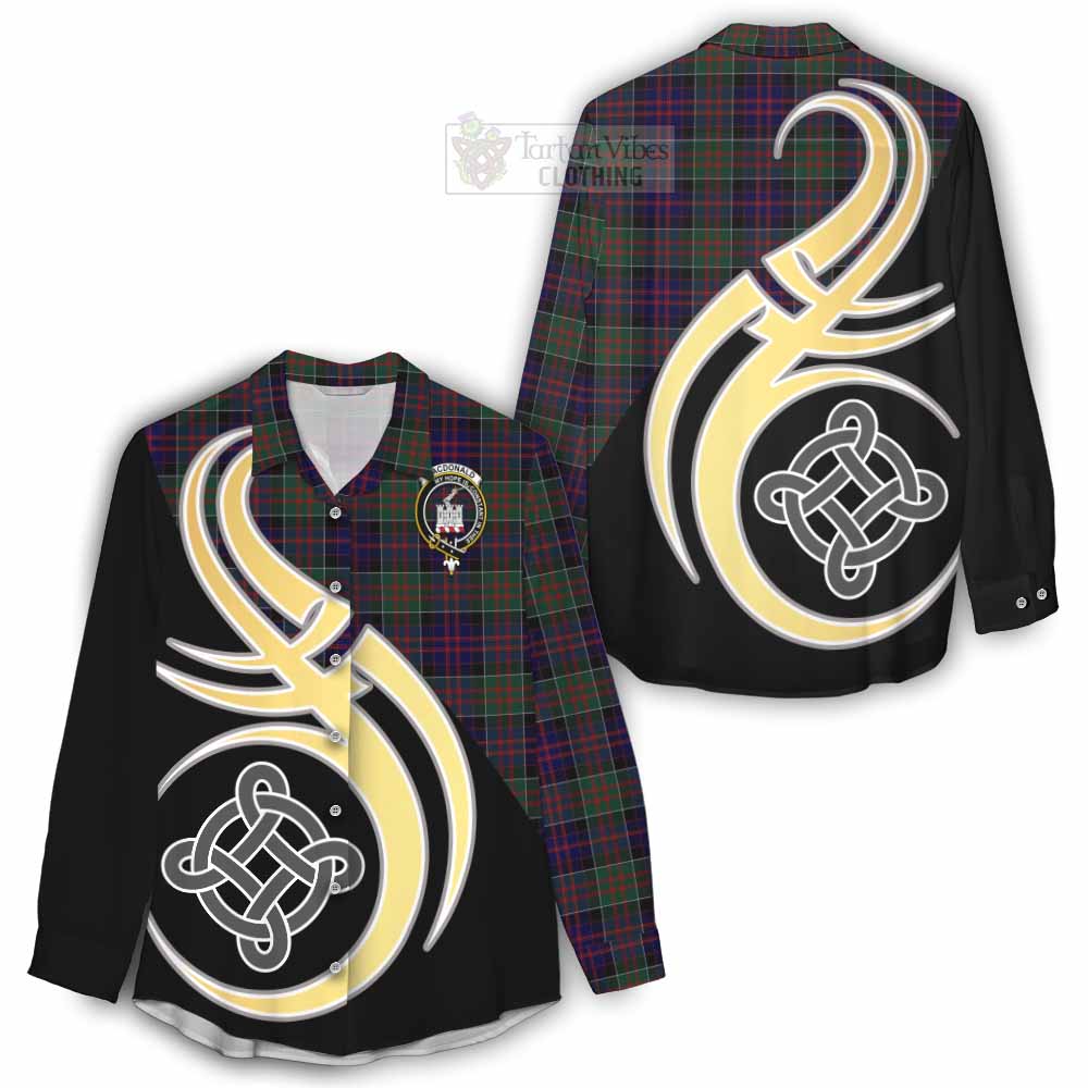 Tartan Vibes Clothing MacDonald (McDonald) of Clanranald Tartan Women's Casual Shirt with Family Crest and Celtic Symbol Style