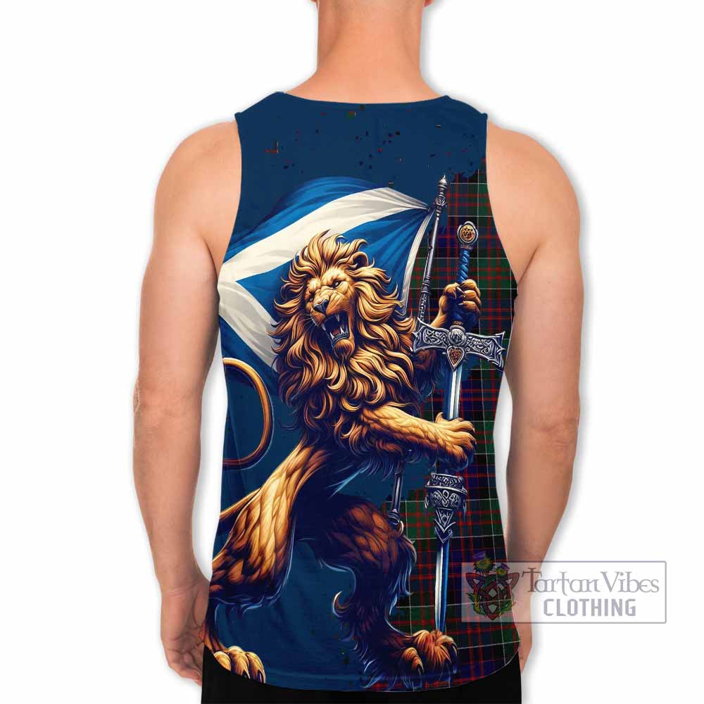 Tartan Vibes Clothing MacDonald (McDonald) of Clanranald Tartan Family Crest Men's Tank Top with Scottish Majestic Lion