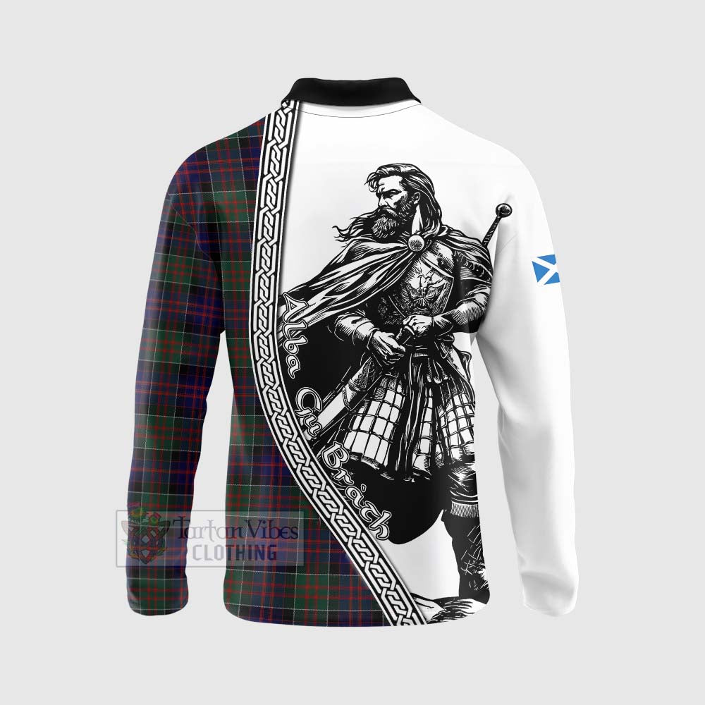 Tartan Vibes Clothing MacDonald (McDonald) of Clanranald Tartan Clan Crest Long Sleeve Polo Shirt with Highlander Warrior Celtic Style