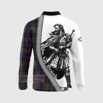 MacDonald (McDonald) of Clanranald Tartan Clan Crest Long Sleeve Polo Shirt with Highlander Warrior Celtic Style