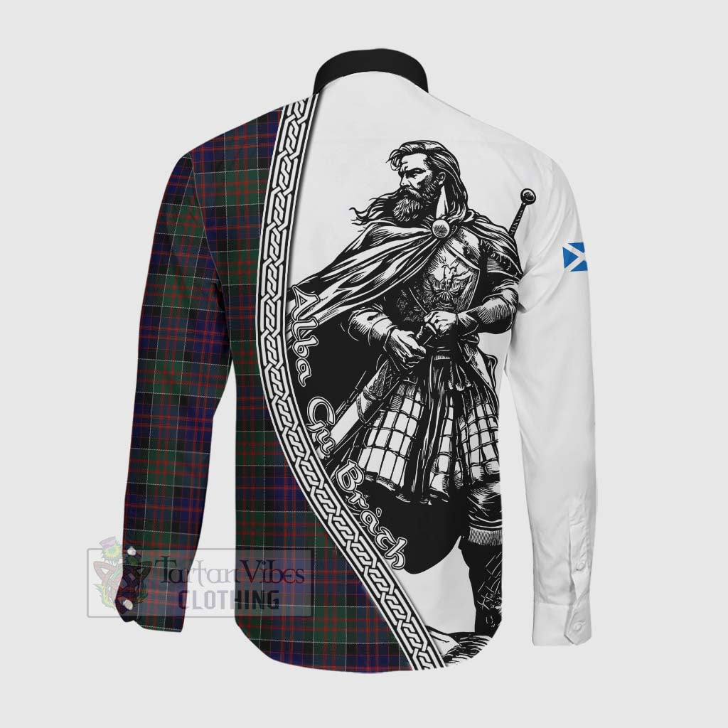 Tartan Vibes Clothing MacDonald (McDonald) of Clanranald Tartan Clan Crest Long Sleeve Button Shirt with Highlander Warrior Celtic Style