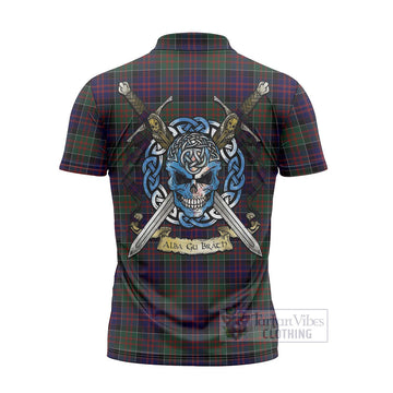 MacDonald (McDonald) of Clanranald Tartan Zipper Polo Shirt with Family Crest Celtic Skull Style