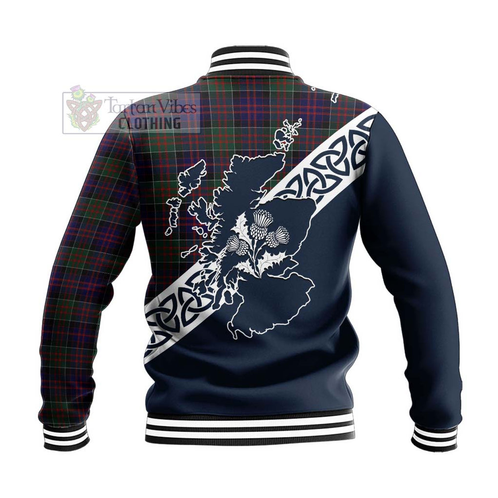 Tartan Vibes Clothing MacDonald (McDonald) of Clanranald Tartan Baseball Jacket Featuring Thistle and Scotland Map