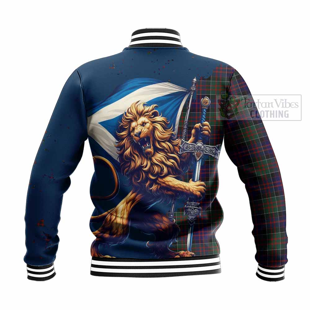 Tartan Vibes Clothing MacDonald (McDonald) of Clanranald Tartan Family Crest Baseball Jacket with Scottish Majestic Lion