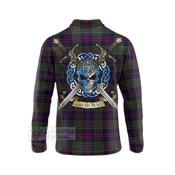 MacDonald (McDonald) of Clanranald Tartan Long Sleeve Polo Shirt with Family Crest Celtic Skull Style