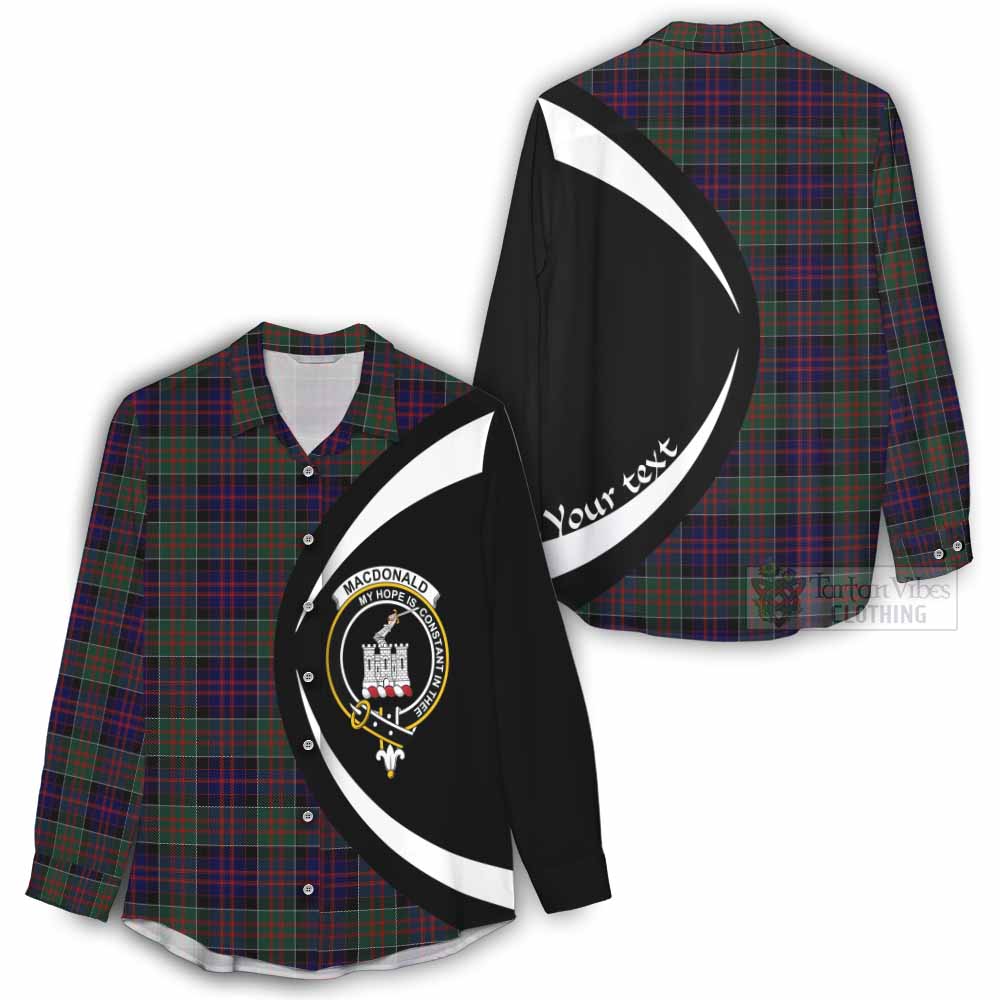 Tartan Vibes Clothing MacDonald (McDonald) of Clanranald Tartan Women's Casual Shirt with Family Crest Circle Style