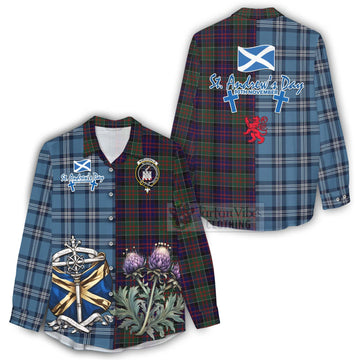 MacDonald (McDonald) of Clanranald Tartan Women's Casual Shirt Happy St. Andrew's Day Half Tartan Style