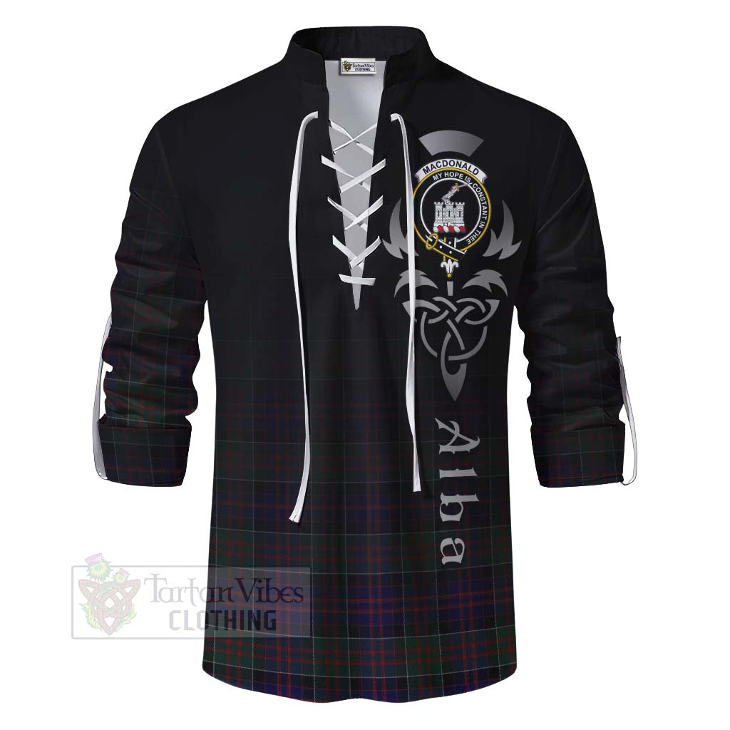 Tartan Vibes Clothing MacDonald (McDonald) of Clanranald Tartan Ghillie Kilt Shirt Featuring Alba Gu Brath Family Crest Celtic Inspired