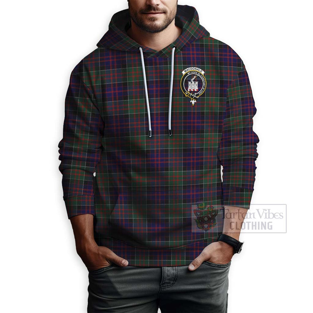 Tartan Vibes Clothing MacDonald (McDonald) of Clanranald Tartan Hoodie with Family Crest and Bearded Skull Holding Bottles of Whiskey