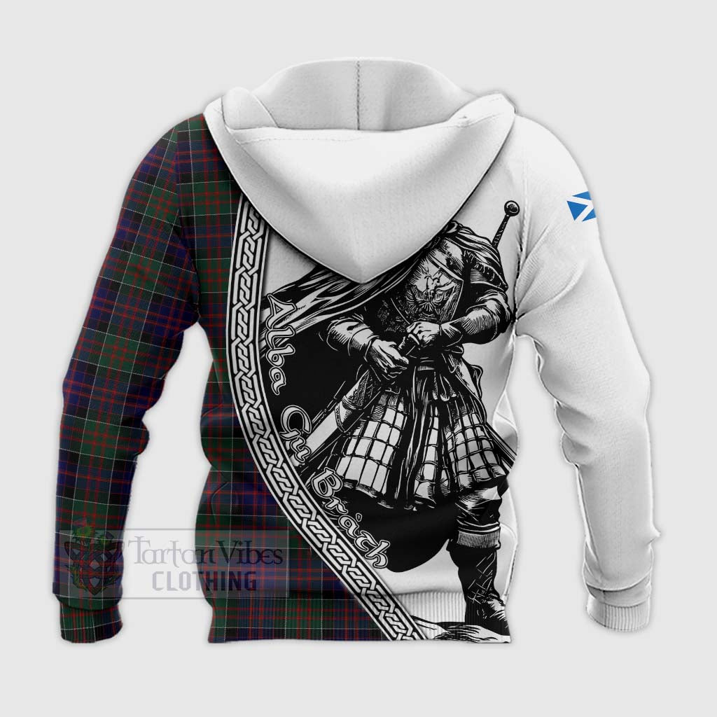 Tartan Vibes Clothing MacDonald (McDonald) of Clanranald Tartan Clan Crest Knitted Hoodie with Highlander Warrior Celtic Style