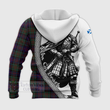 MacDonald (McDonald) of Clanranald Tartan Clan Crest Knitted Hoodie with Highlander Warrior Celtic Style