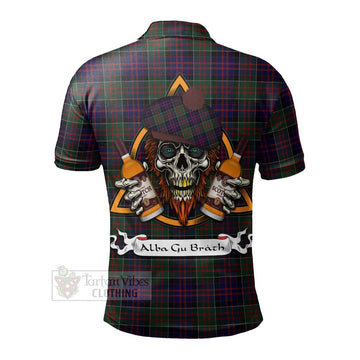 MacDonald (McDonald) of Clanranald Tartan Polo Shirt with Family Crest and Bearded Skull Holding Bottles of Whiskey