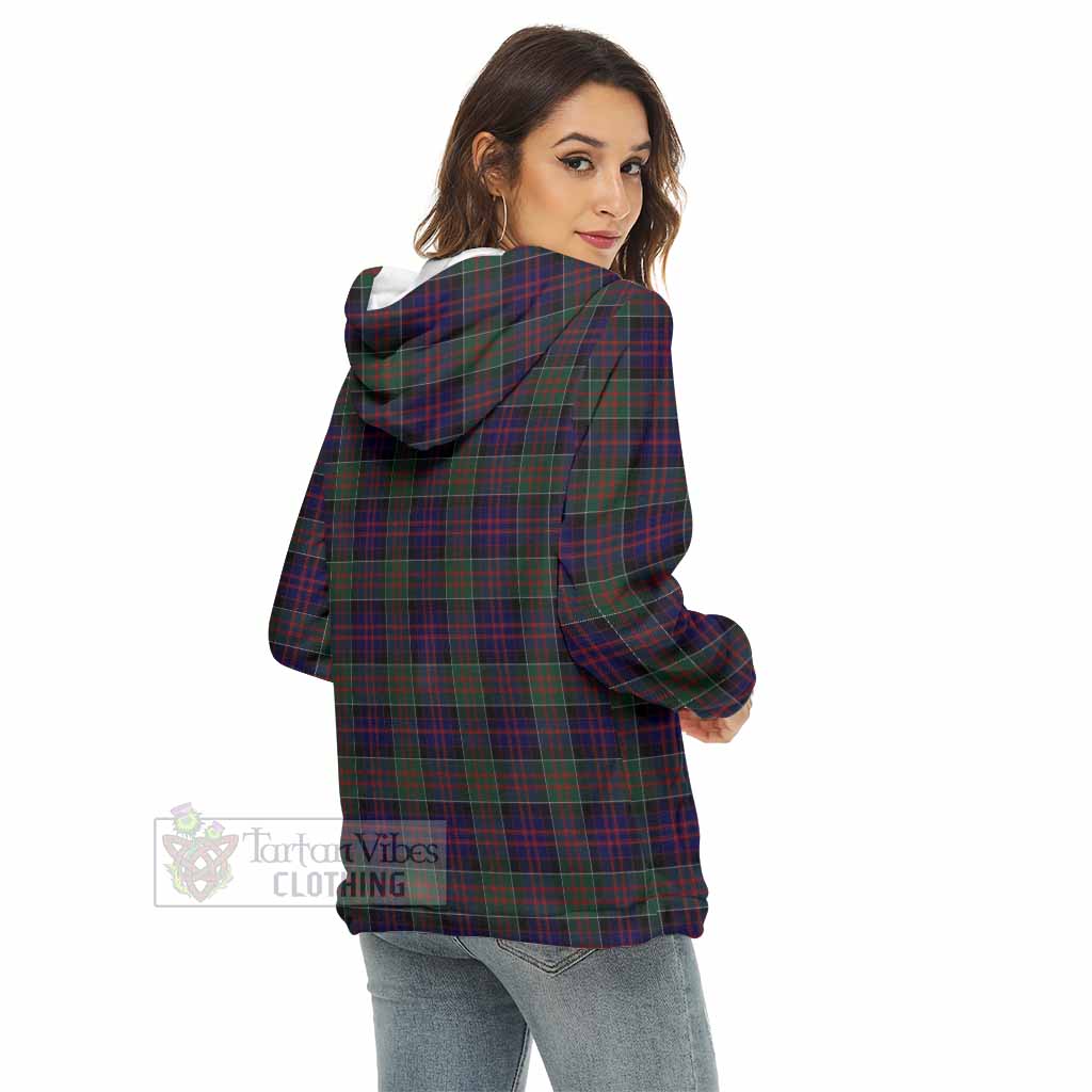 Tartan Vibes Clothing MacDonald (McDonald) of Clanranald Tartan Crest Women's Borg  Half Zip Fleece Hoodie