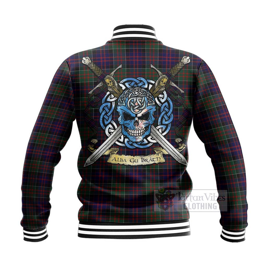 Tartan Vibes Clothing MacDonald (McDonald) of Clanranald Tartan Baseball Jacket with Family Crest Celtic Skull Style