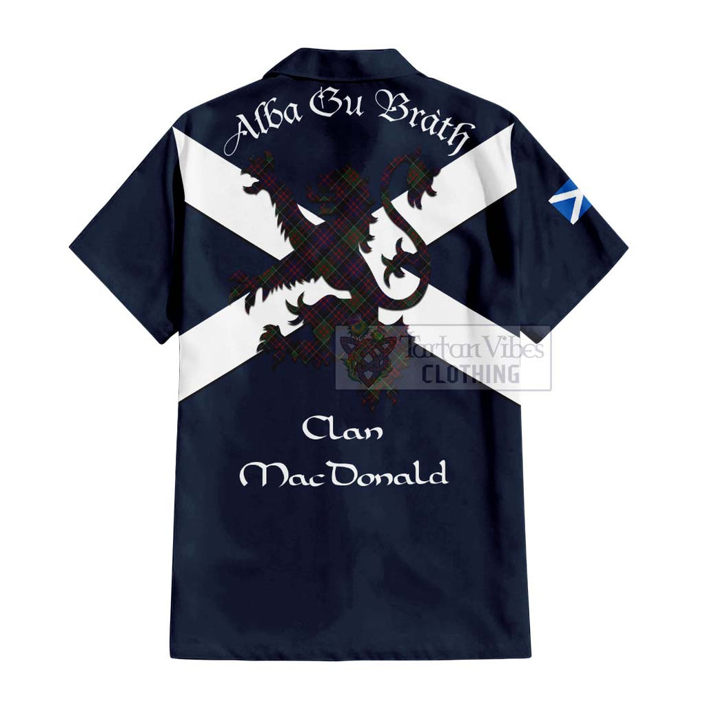 Tartan Vibes Clothing MacDonald (McDonald) of Clanranald Tartan Lion Rampant Short Sleeve Button Shirt – Proudly Display Your Heritage with Alba Gu Brath and Clan Name