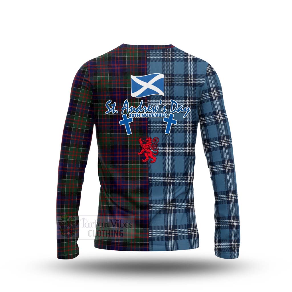 Tartan Vibes Clothing MacDonald (McDonald) of Clanranald Tartan Long Sleeve T-Shirt Happy St. Andrew's Day Half Tartan Style