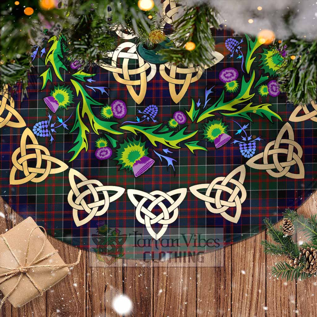 Tartan Vibes Clothing MacDonald (McDonald) of Clanranald Tartan Christmas Tree Skirt with Thistle Celtic Knot Style