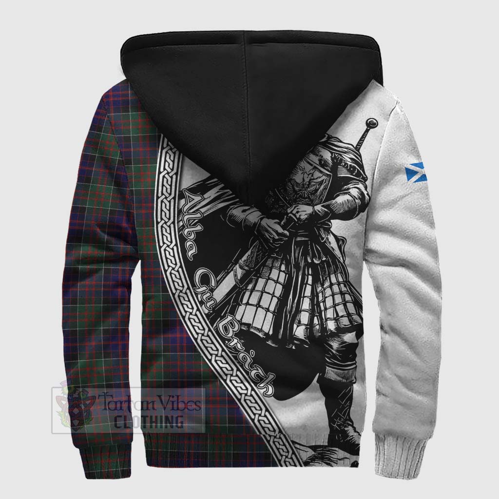 Tartan Vibes Clothing MacDonald (McDonald) of Clanranald Tartan Clan Crest Sherpa Hoodie with Highlander Warrior Celtic Style