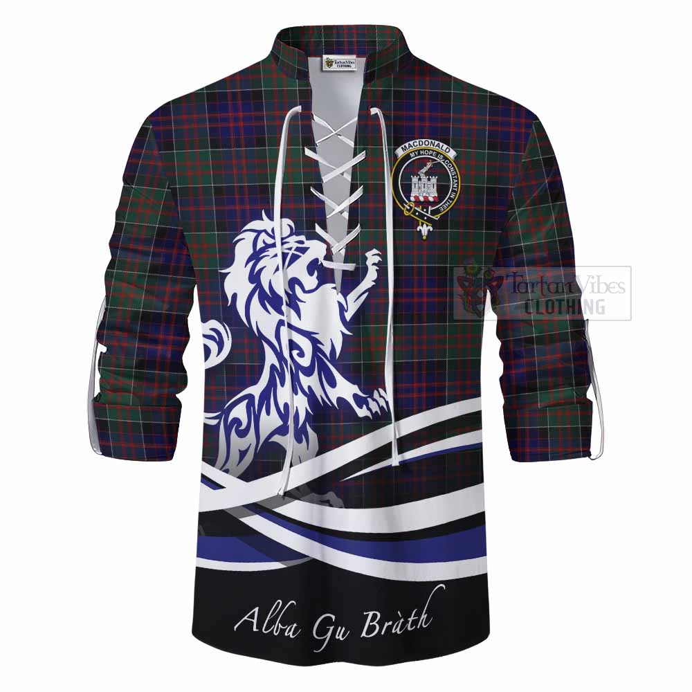 Tartan Vibes Clothing MacDonald (McDonald) of Clanranald Tartan Ghillie Kilt Shirt with Alba Gu Brath Regal Lion Emblem