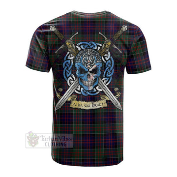 MacDonald (McDonald) of Clanranald Tartan Cotton T-shirt with Family Crest Celtic Skull Style