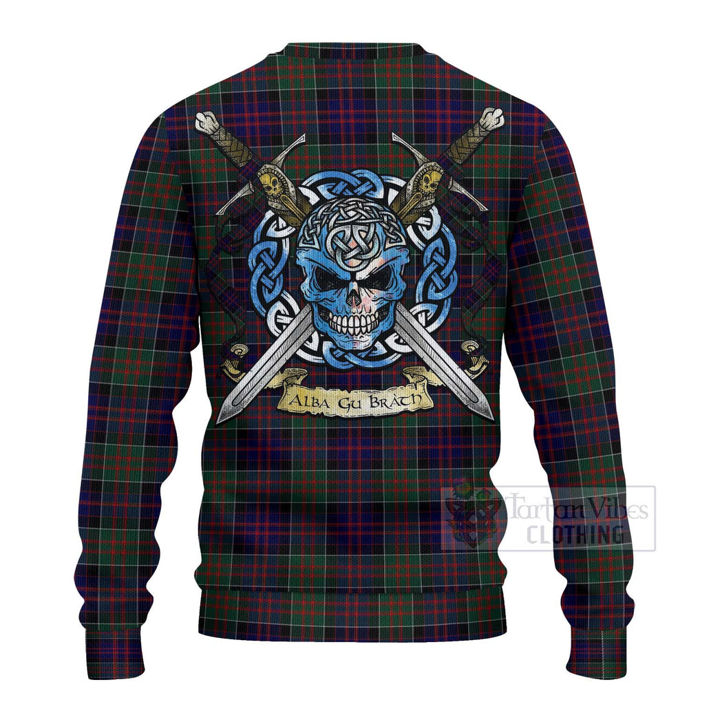 Tartan Vibes Clothing MacDonald (McDonald) of Clanranald Tartan Knitted Sweater with Family Crest Celtic Skull Style