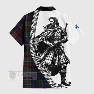 MacDonald (McDonald) of Clanranald Tartan Clan Crest Short Sleeve Button Shirt with Highlander Warrior Celtic Style