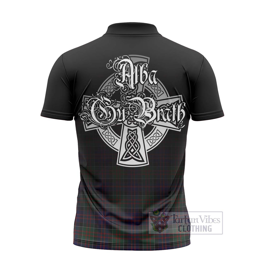 Tartan Vibes Clothing MacDonald (McDonald) of Clanranald Tartan Zipper Polo Shirt Featuring Alba Gu Brath Family Crest Celtic Inspired