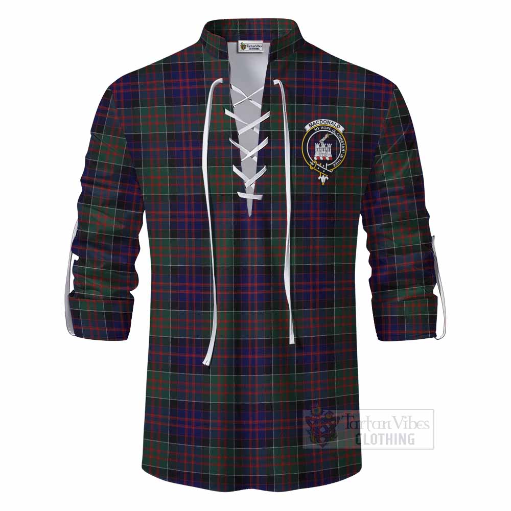 Tartan Vibes Clothing MacDonald (McDonald) of Clanranald Tartan Ghillie Kilt Shirt with Family Crest DNA In Me Style