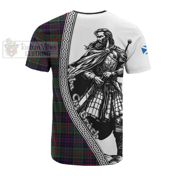 MacDonald (McDonald) of Clanranald Tartan Clan Crest Cotton T-shirt with Highlander Warrior Celtic Style