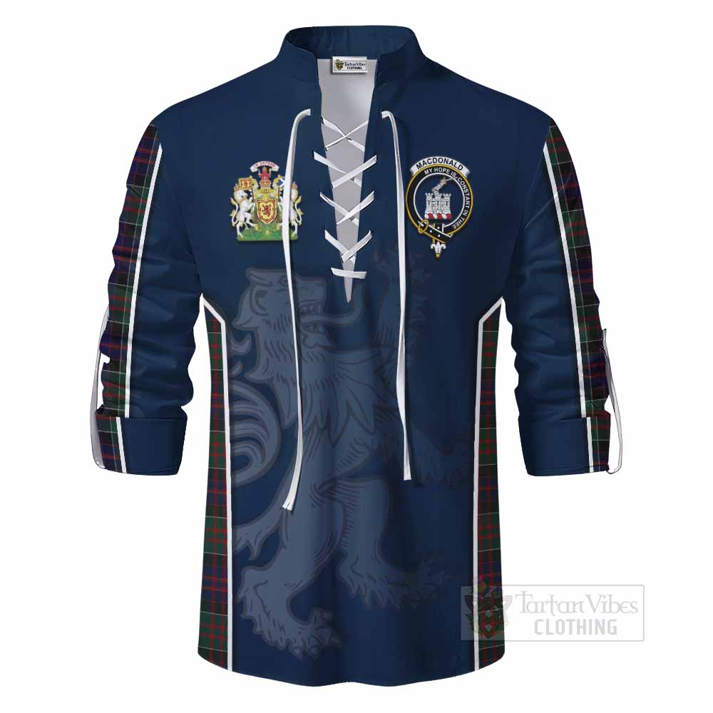 Tartan Vibes Clothing MacDonald (McDonald) of Clanranald Tartan Ghillie Kilt Shirt with Family Crest and Lion Rampant Vibes Sport Style