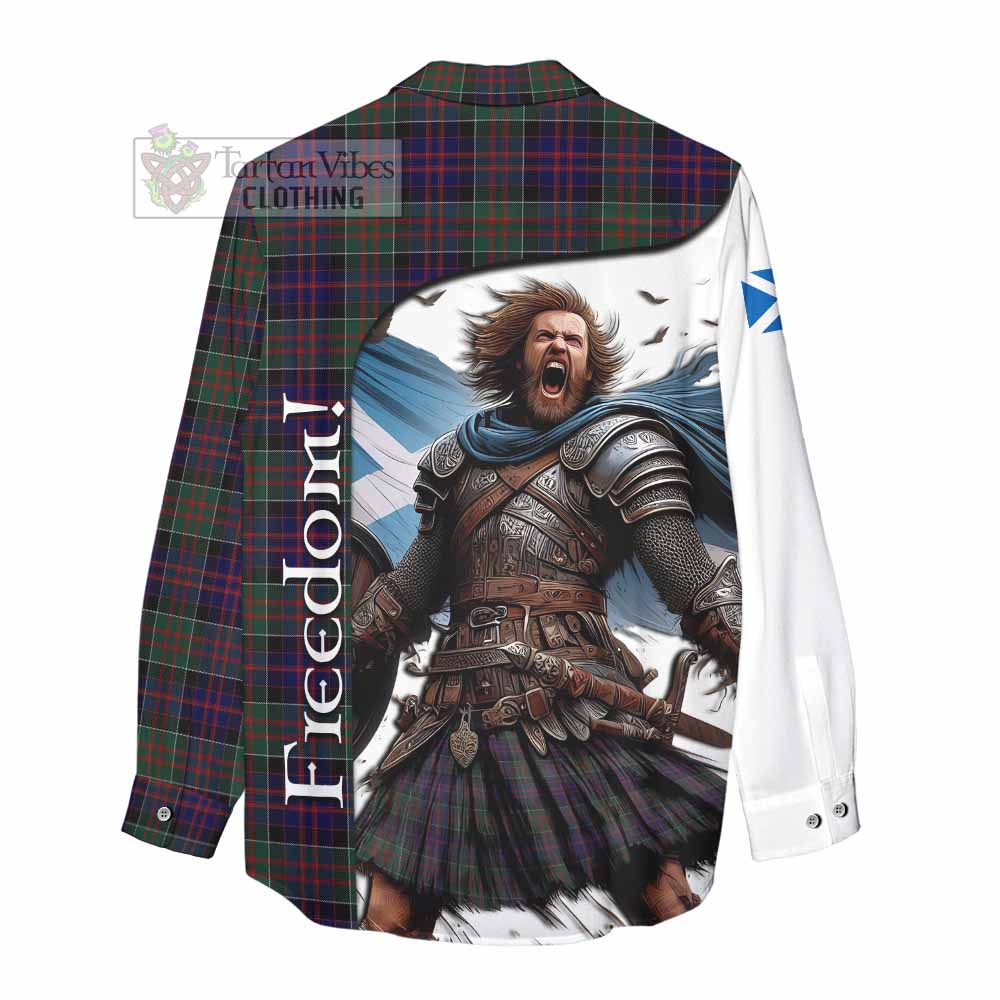 Tartan Vibes Clothing MacDonald (McDonald) of Clanranald Crest Tartan Women's Casual Shirt Inspired by the Freedom of Scottish Warrior