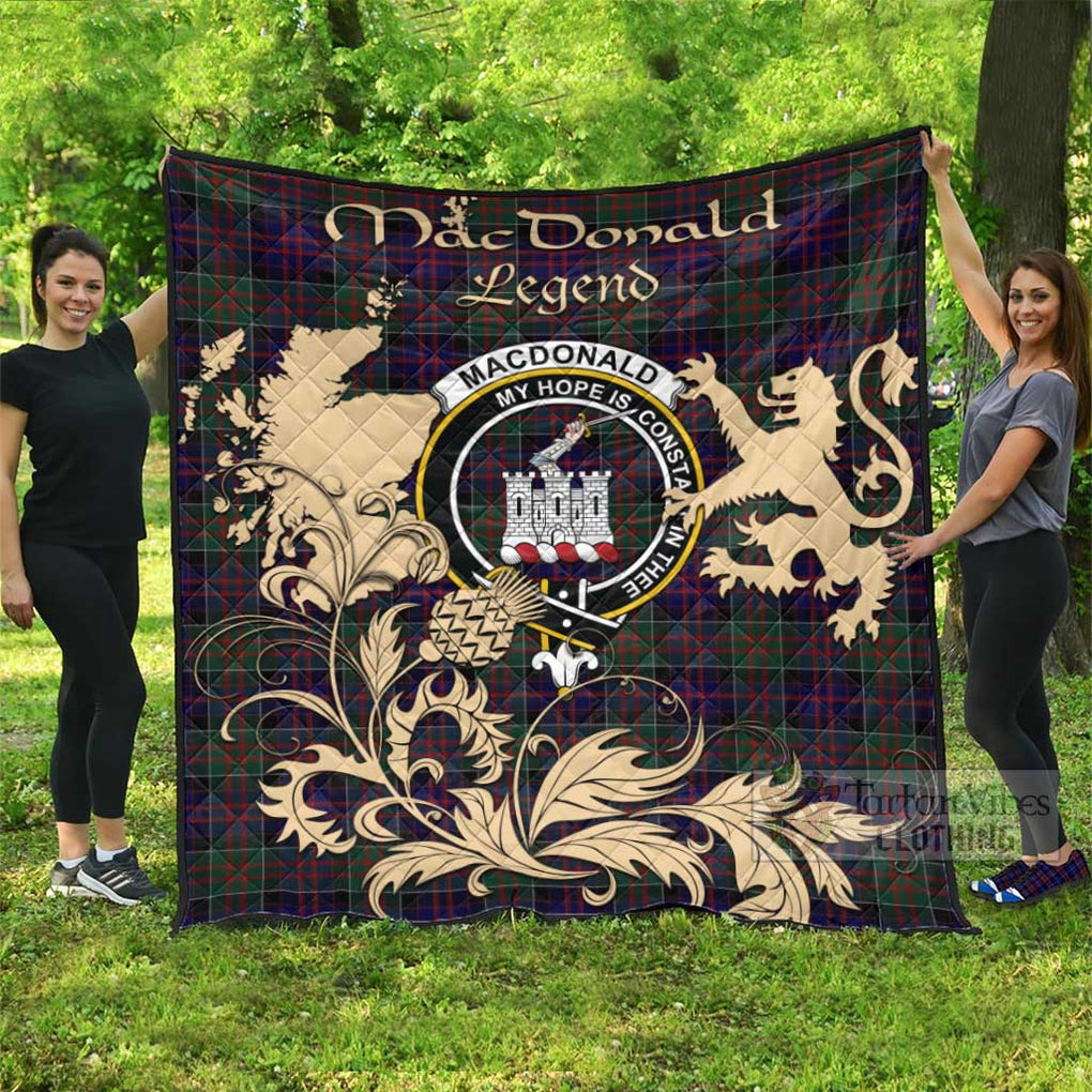 Tartan Vibes Clothing MacDonald (McDonald) of Clanranald Tartan Quilt with Family Crest and Scottish Symbol Style