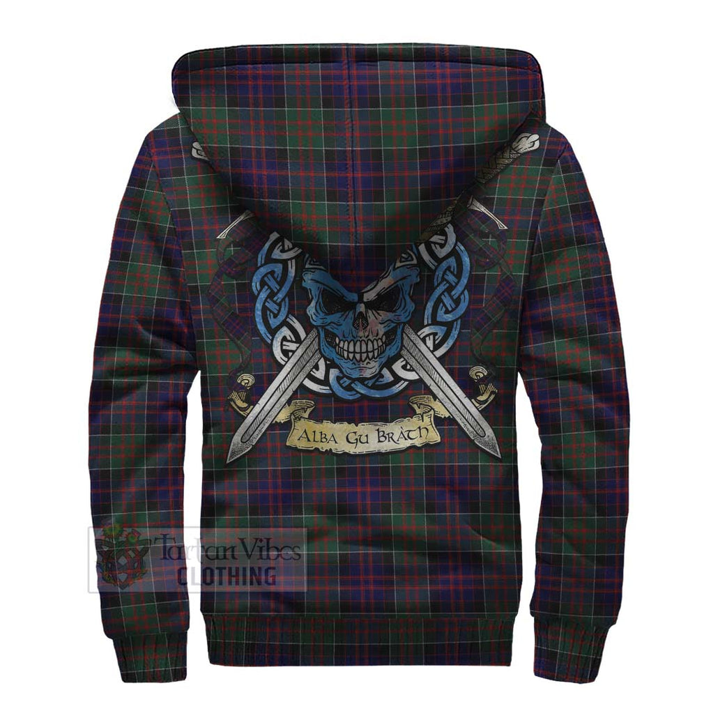 Tartan Vibes Clothing MacDonald (McDonald) of Clanranald Tartan Sherpa Hoodie with Family Crest Celtic Skull Style