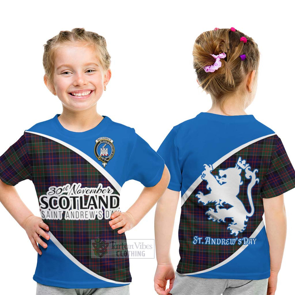 Tartan Vibes Clothing MacDonald (McDonald) of Clanranald Family Crest Tartan Kid T-Shirt Celebrate Saint Andrew's Day in Style