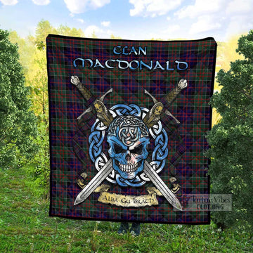 MacDonald (McDonald) of Clanranald Tartan Quilt with Celtic Skull Alba Gu Brath Style