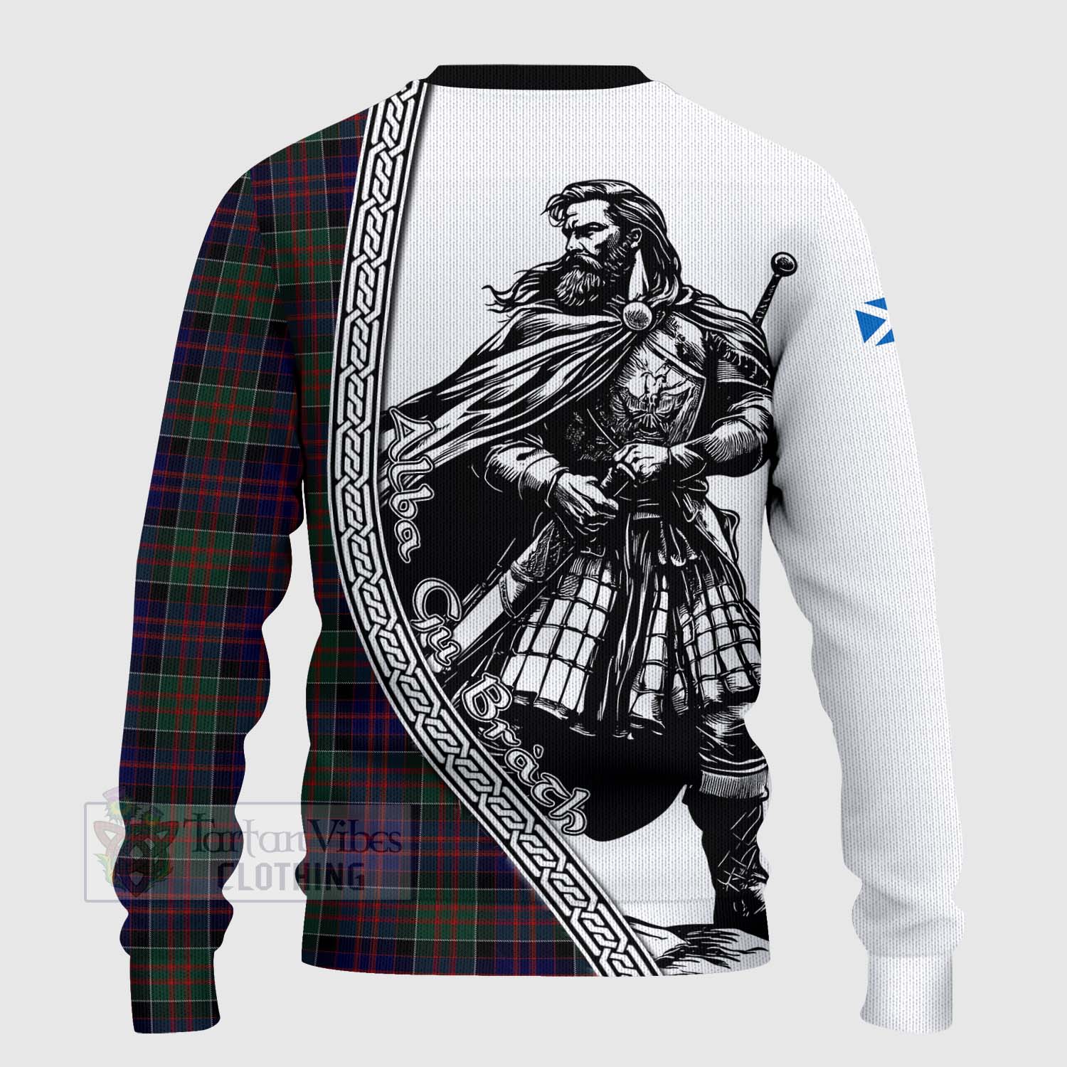 Tartan Vibes Clothing MacDonald (McDonald) of Clanranald Tartan Clan Crest Knitted Sweater with Highlander Warrior Celtic Style