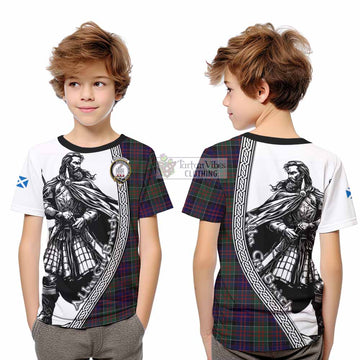 MacDonald (McDonald) of Clanranald Tartan Clan Crest Kid T-Shirt with Highlander Warrior Celtic Style