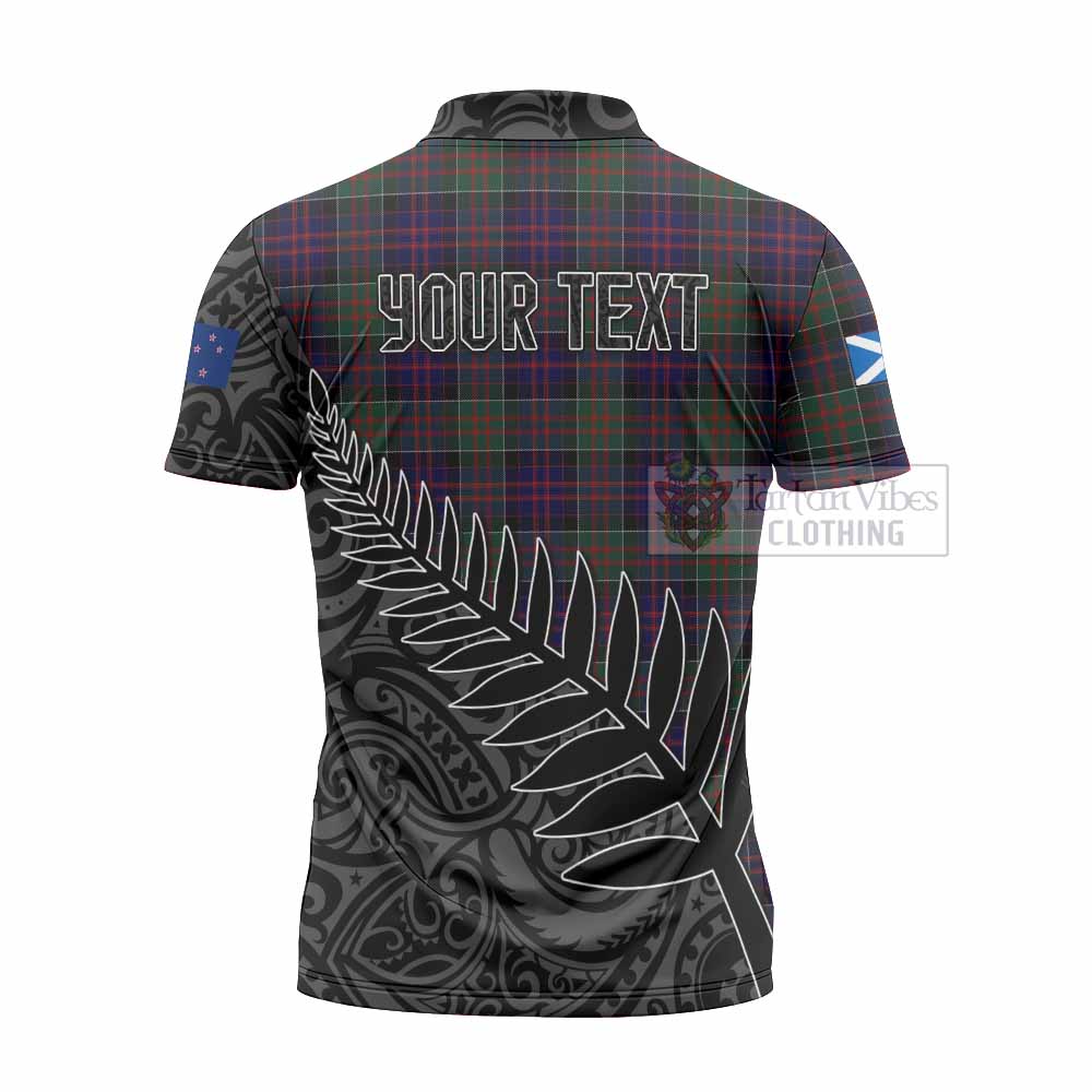 Tartan Vibes Clothing MacDonald (McDonald) of Clanranald Crest Tartan Zipper Polo Shirt with New Zealand Silver Fern Half Style