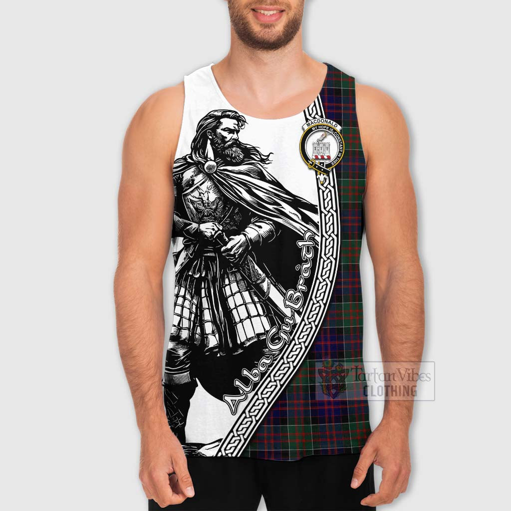 Tartan Vibes Clothing MacDonald (McDonald) of Clanranald Tartan Clan Crest Men's Tank Top with Highlander Warrior Celtic Style