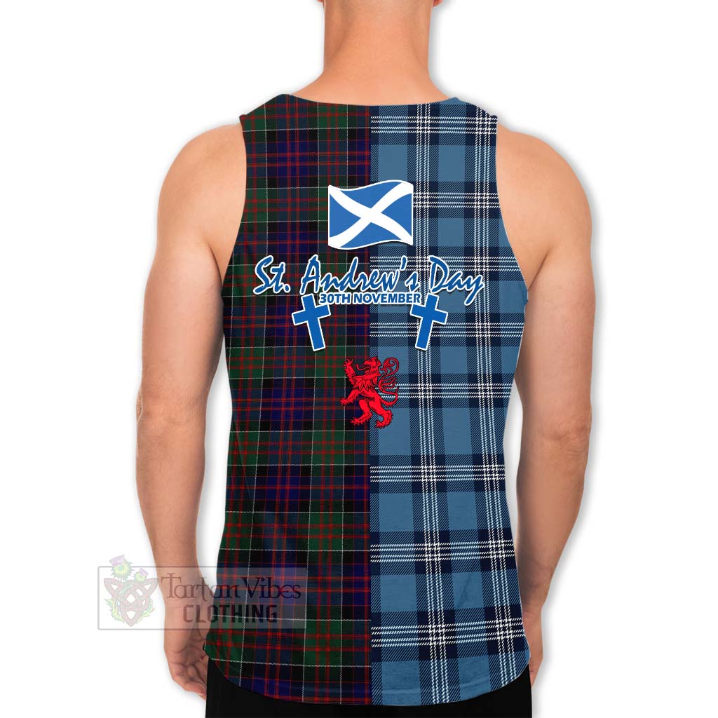 Tartan Vibes Clothing MacDonald (McDonald) of Clanranald Tartan Men's Tank Top Happy St. Andrew's Day Half Tartan Style