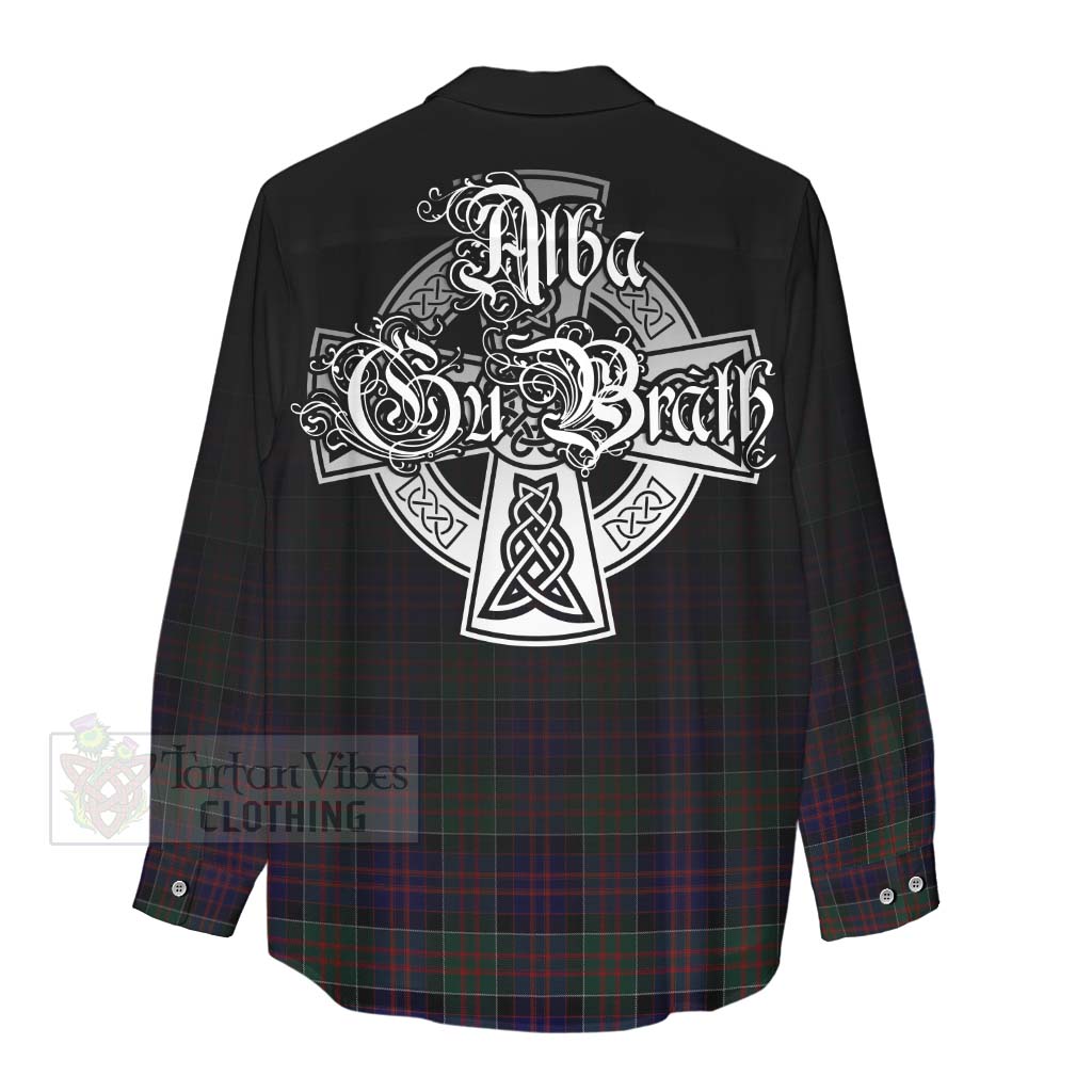 Tartan Vibes Clothing MacDonald (McDonald) of Clanranald Tartan Women's Casual Shirt Featuring Alba Gu Brath Family Crest Celtic Inspired