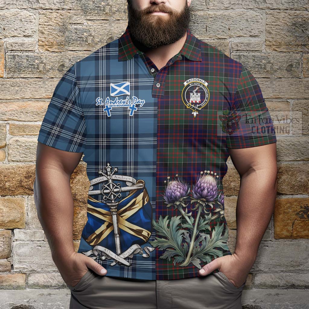 Tartan Vibes Clothing MacDonald (McDonald) of Clanranald Tartan Polo Shirt Happy St. Andrew's Day Half Tartan Style