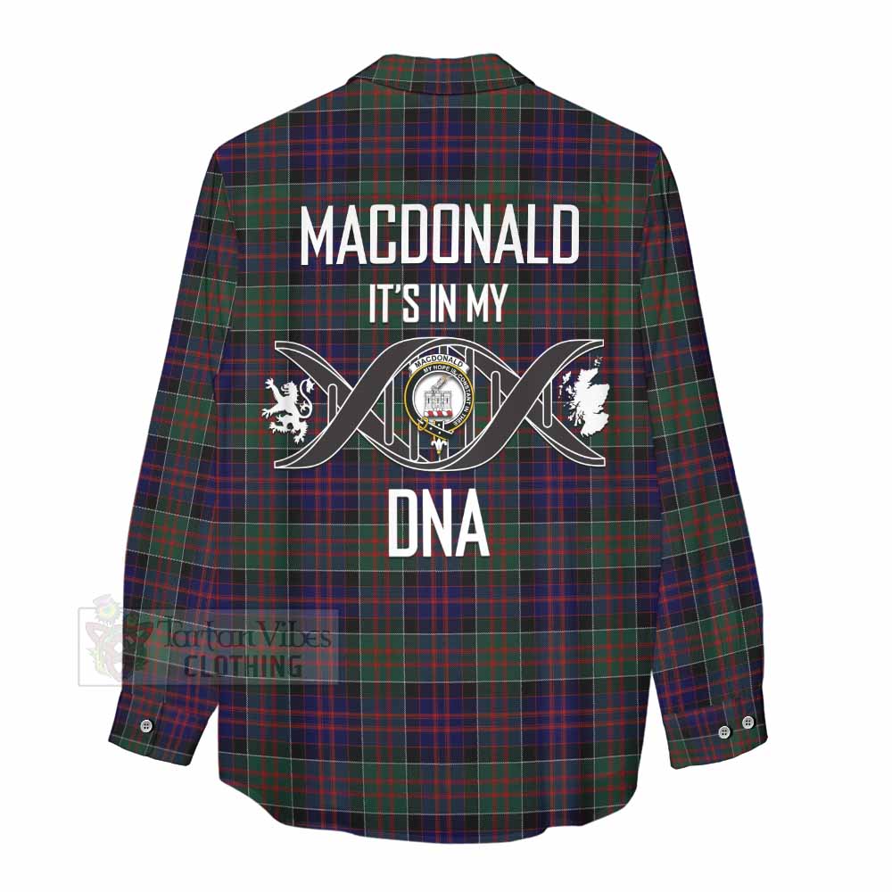 Tartan Vibes Clothing MacDonald (McDonald) of Clanranald Tartan Women's Casual Shirt with Family Crest DNA In Me Style