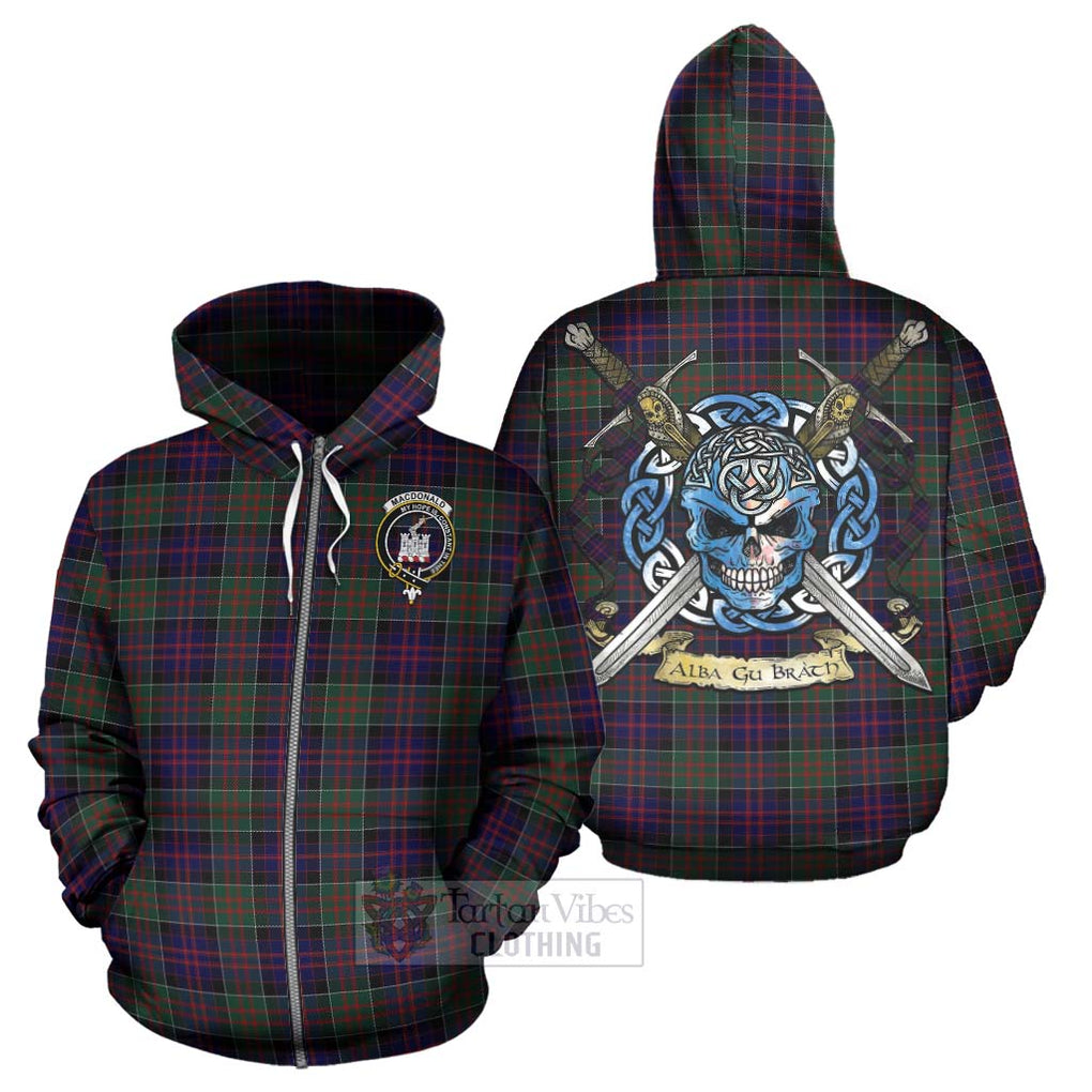 Tartan Vibes Clothing MacDonald (McDonald) of Clanranald Tartan Hoodie with Family Crest Celtic Skull Style