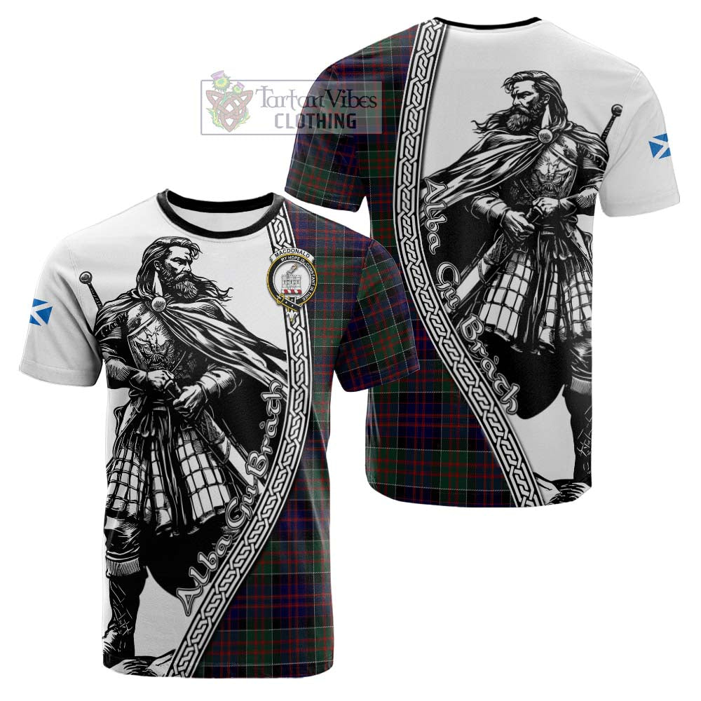 MacDonald (McDonald) of Clanranald Tartan Clan Crest Cotton T-shirt with Highlander Warrior Celtic Style