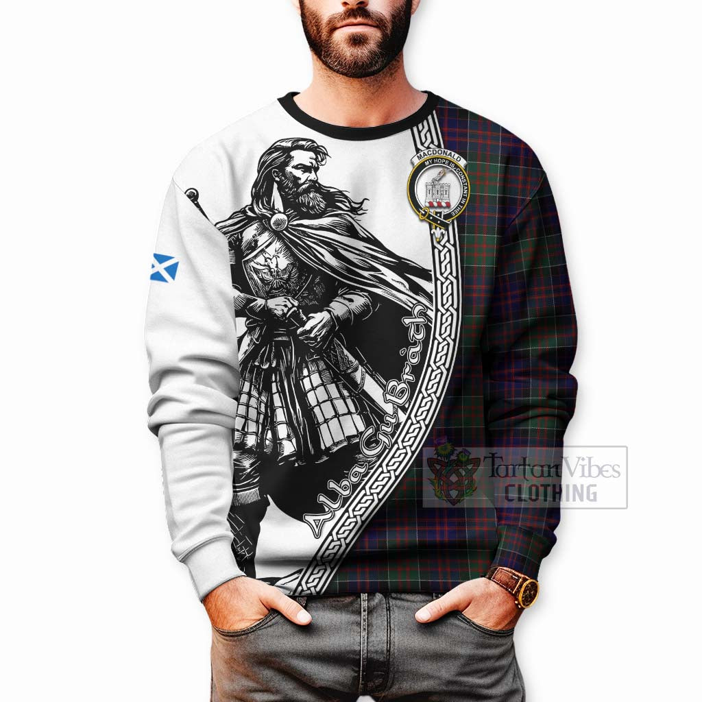 Tartan Vibes Clothing MacDonald (McDonald) of Clanranald Tartan Clan Crest Sweatshirt with Highlander Warrior Celtic Style