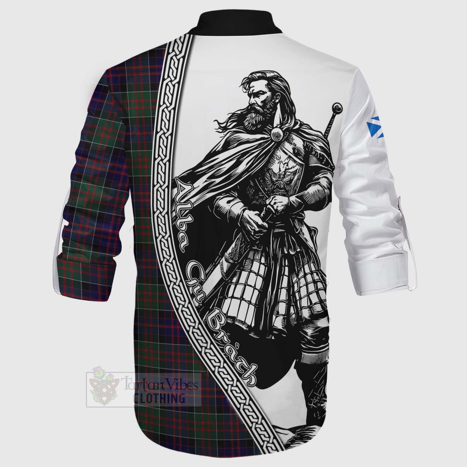 Tartan Vibes Clothing MacDonald (McDonald) of Clanranald Tartan Clan Crest Ghillie Kilt Shirt with Highlander Warrior Celtic Style