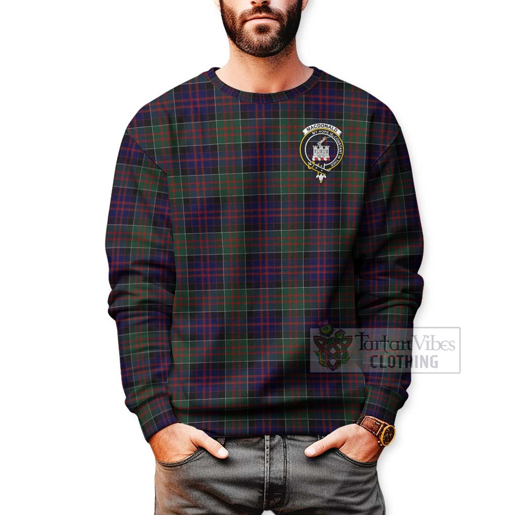 Tartan Vibes Clothing MacDonald (McDonald) of Clanranald Tartan Sweatshirt with Family Crest Celtic Skull Style